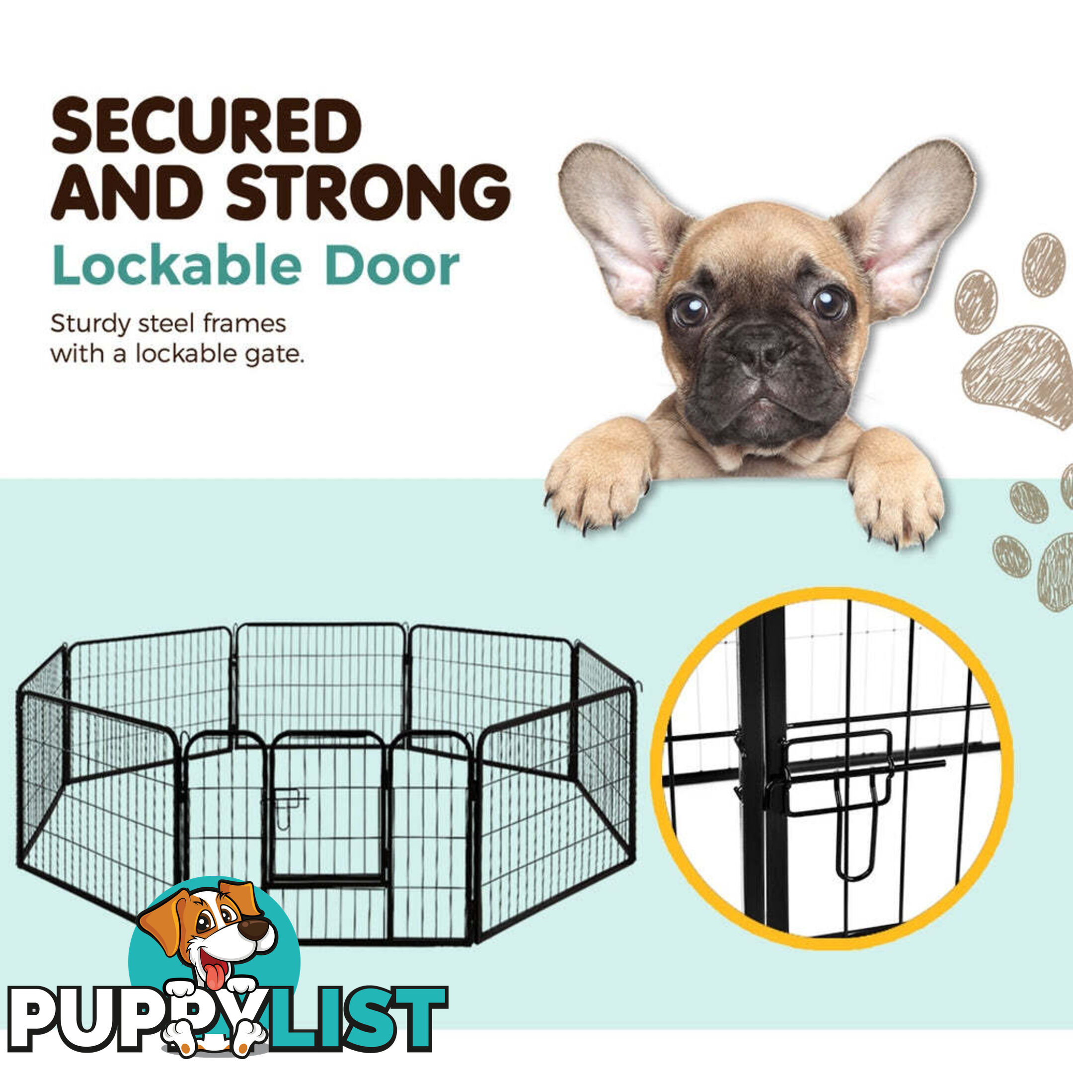 i.Pet 24" 8 Panel Dog Playpen Pet Exercise Cage Enclosure Fence Play Pen - PET-DOGPLAYPEN-H60