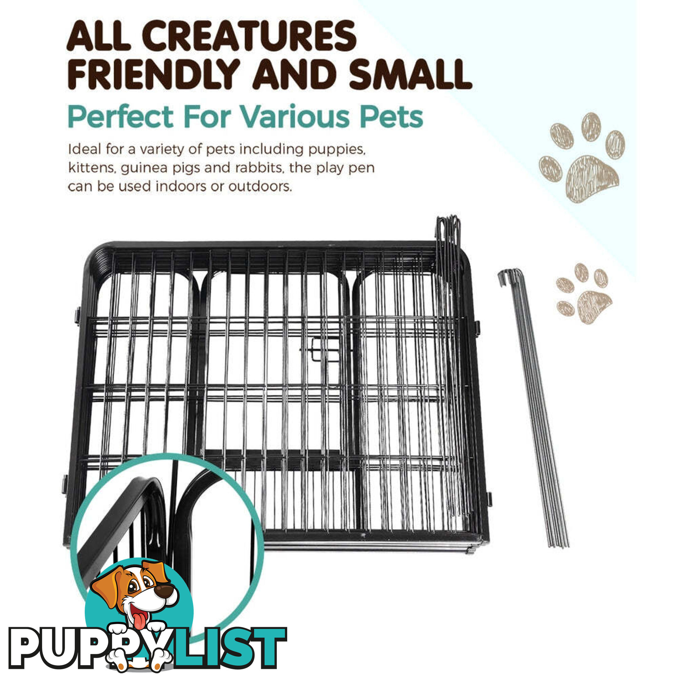 i.Pet 24" 8 Panel Dog Playpen Pet Exercise Cage Enclosure Fence Play Pen - PET-DOGPLAYPEN-H60