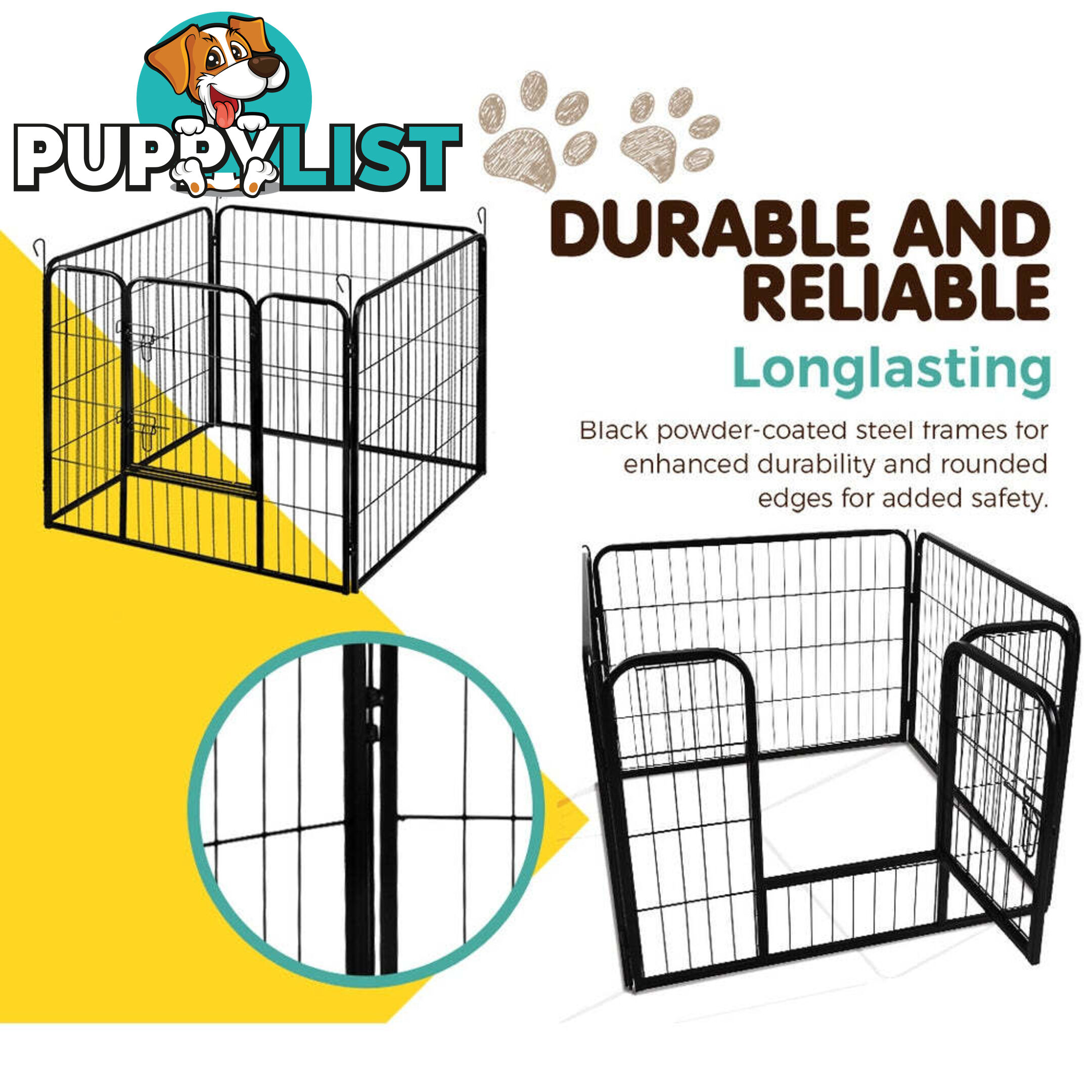 i.Pet 24" 8 Panel Dog Playpen Pet Exercise Cage Enclosure Fence Play Pen - PET-DOGPLAYPEN-H60