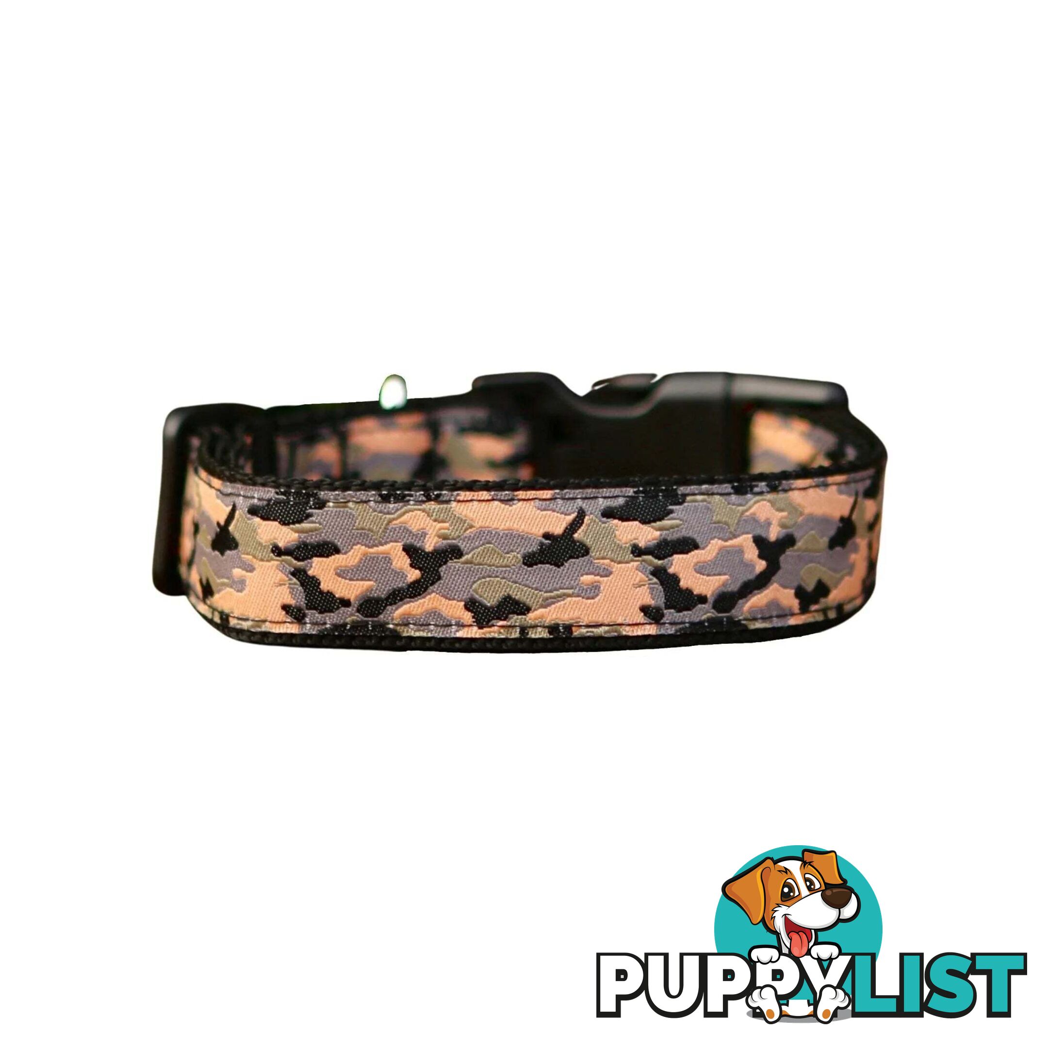 Camouflage Dog Collar - Hand Made by The Bark Side - TBSCAMMEDBLU