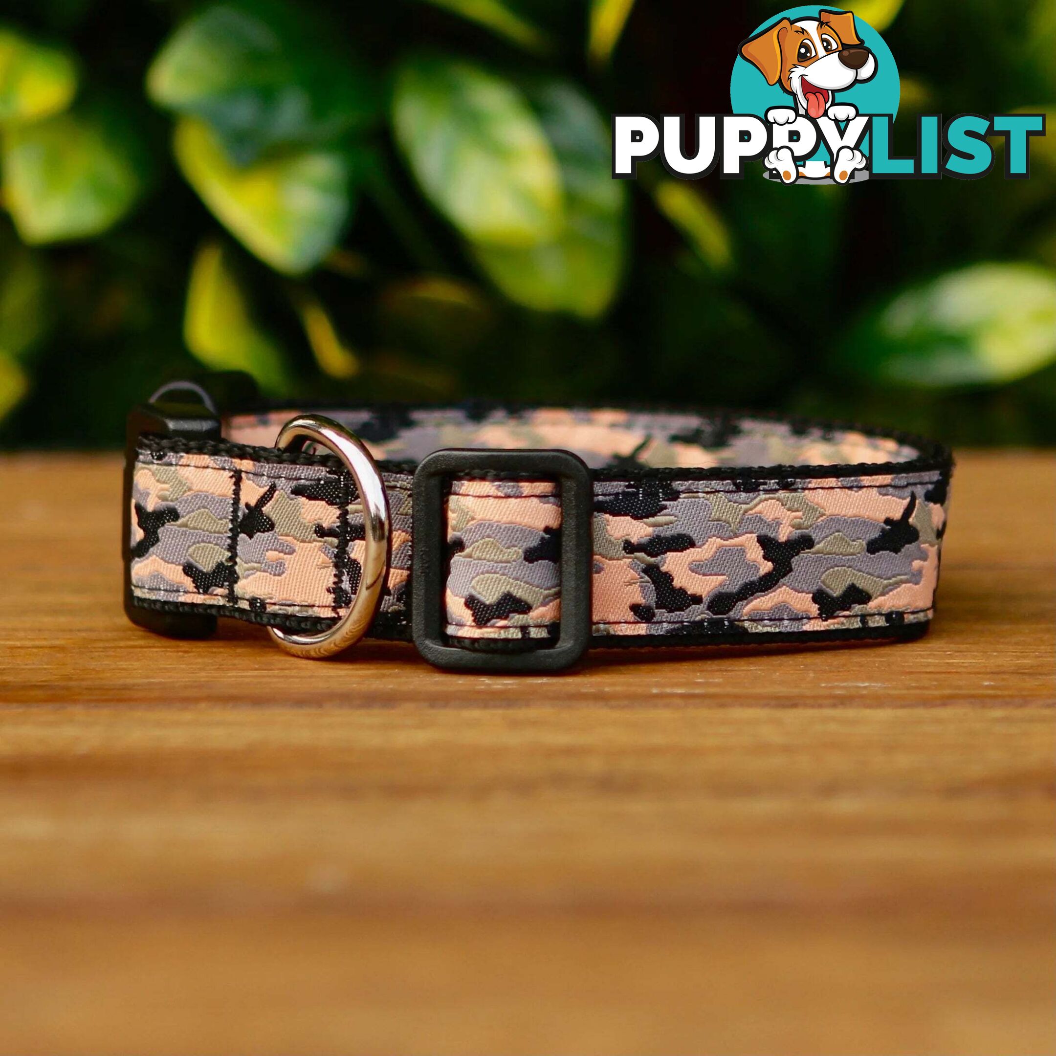 Camouflage Dog Collar - Hand Made by The Bark Side - TBSCAMMEDBLU