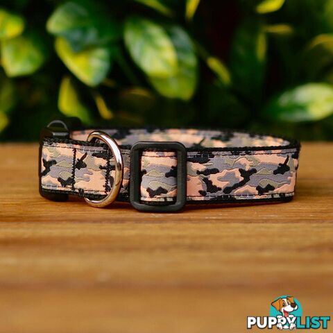 Camouflage Dog Collar - Hand Made by The Bark Side - TBSCAMMEDBLU