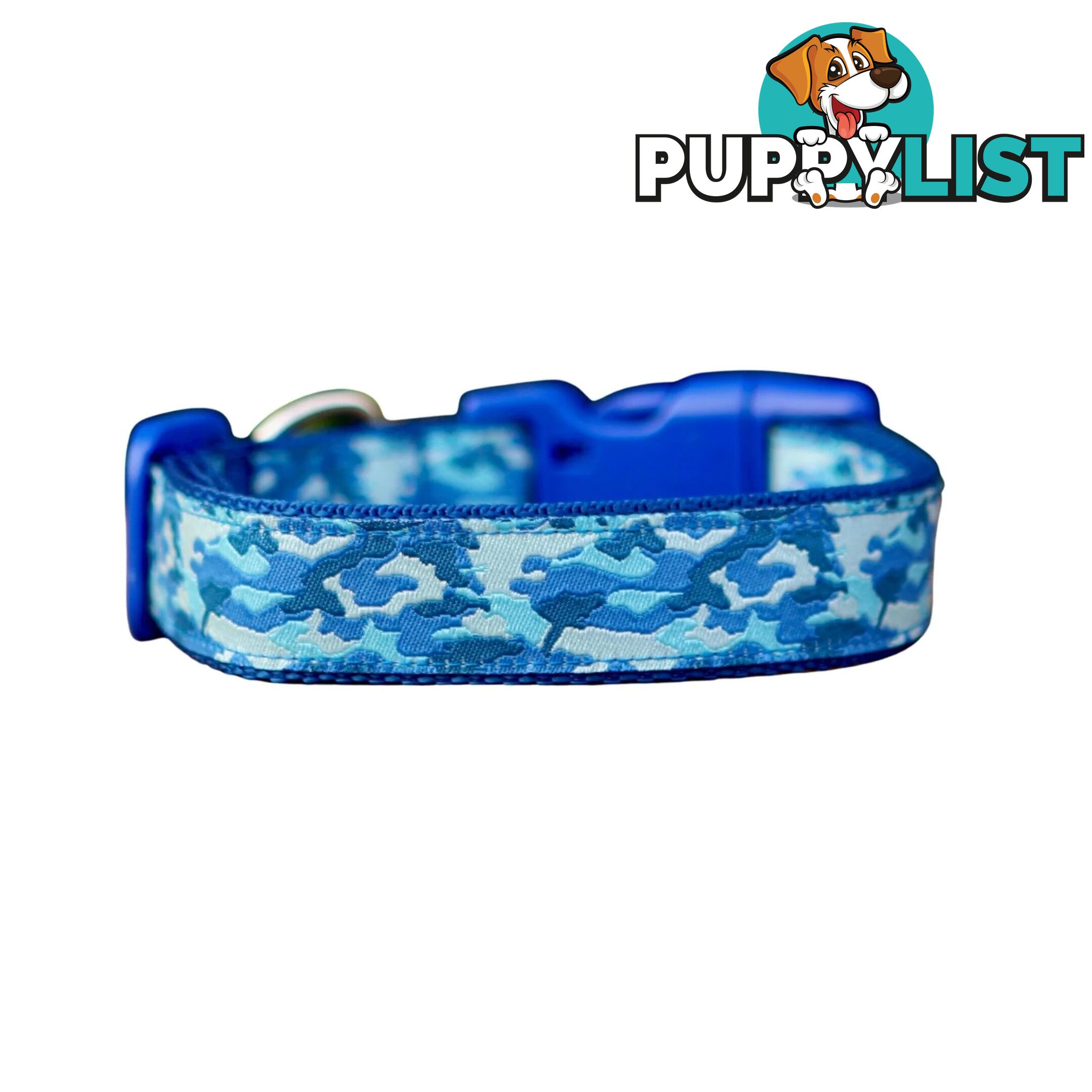 Camouflage Dog Collar - Hand Made by The Bark Side - TBSCAMMEDBLU