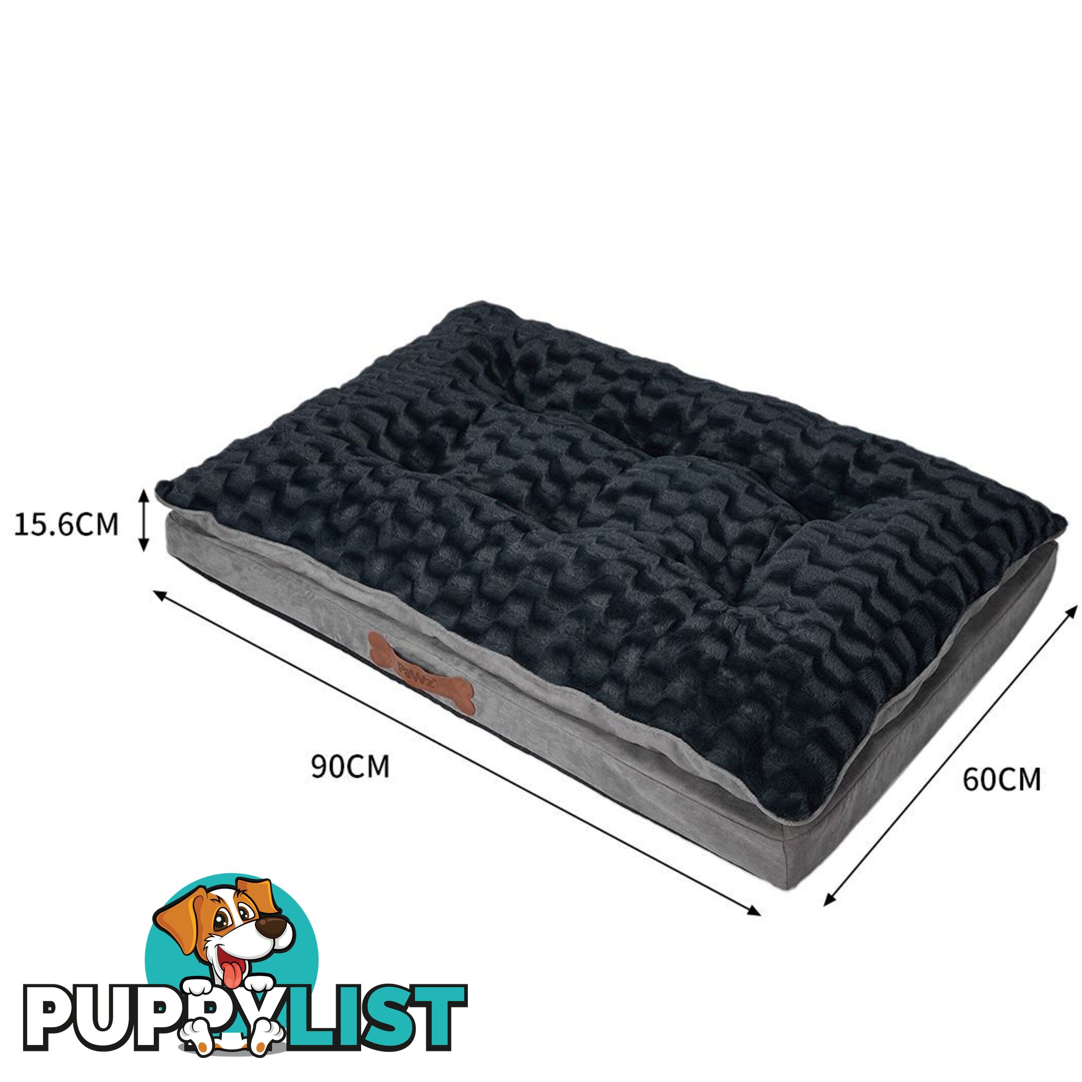 Dog Calming Bed Warm Soft Plush Comfy Sleeping Memory Foam Mattress Dark Grey - WB-PT1058-L-GY