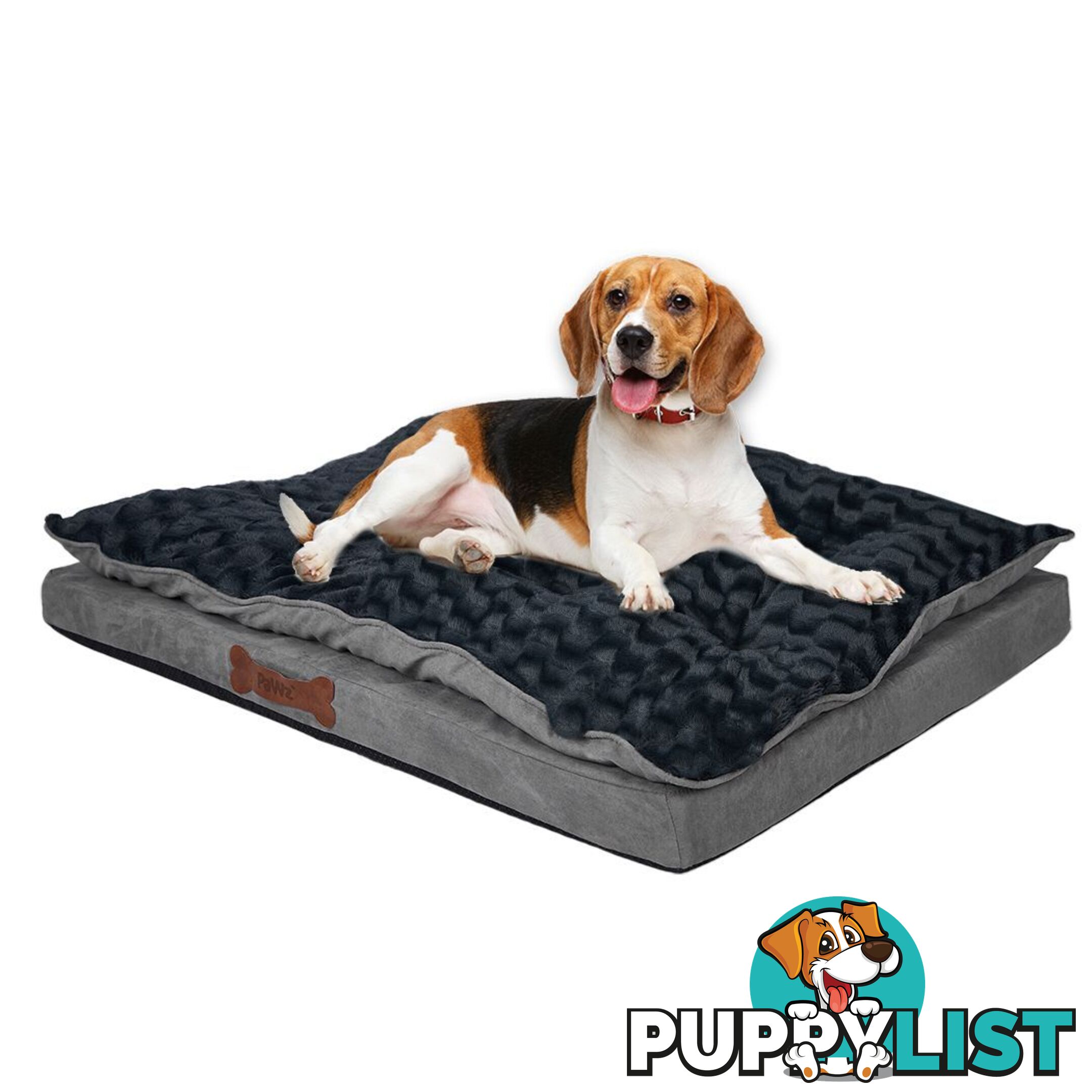 Dog Calming Bed Warm Soft Plush Comfy Sleeping Memory Foam Mattress Dark Grey - WB-PT1058-L-GY