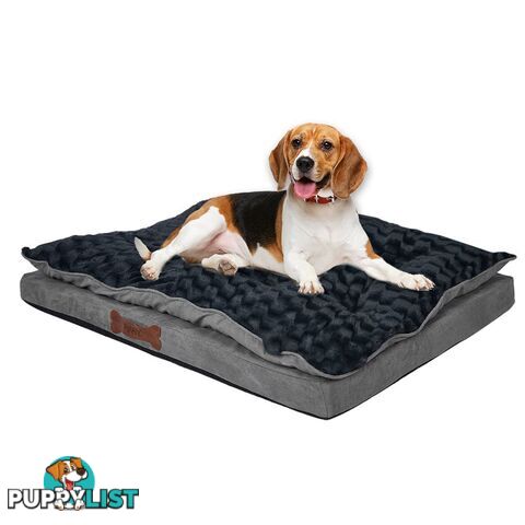 Dog Calming Bed Warm Soft Plush Comfy Sleeping Memory Foam Mattress Dark Grey - WB-PT1058-L-GY