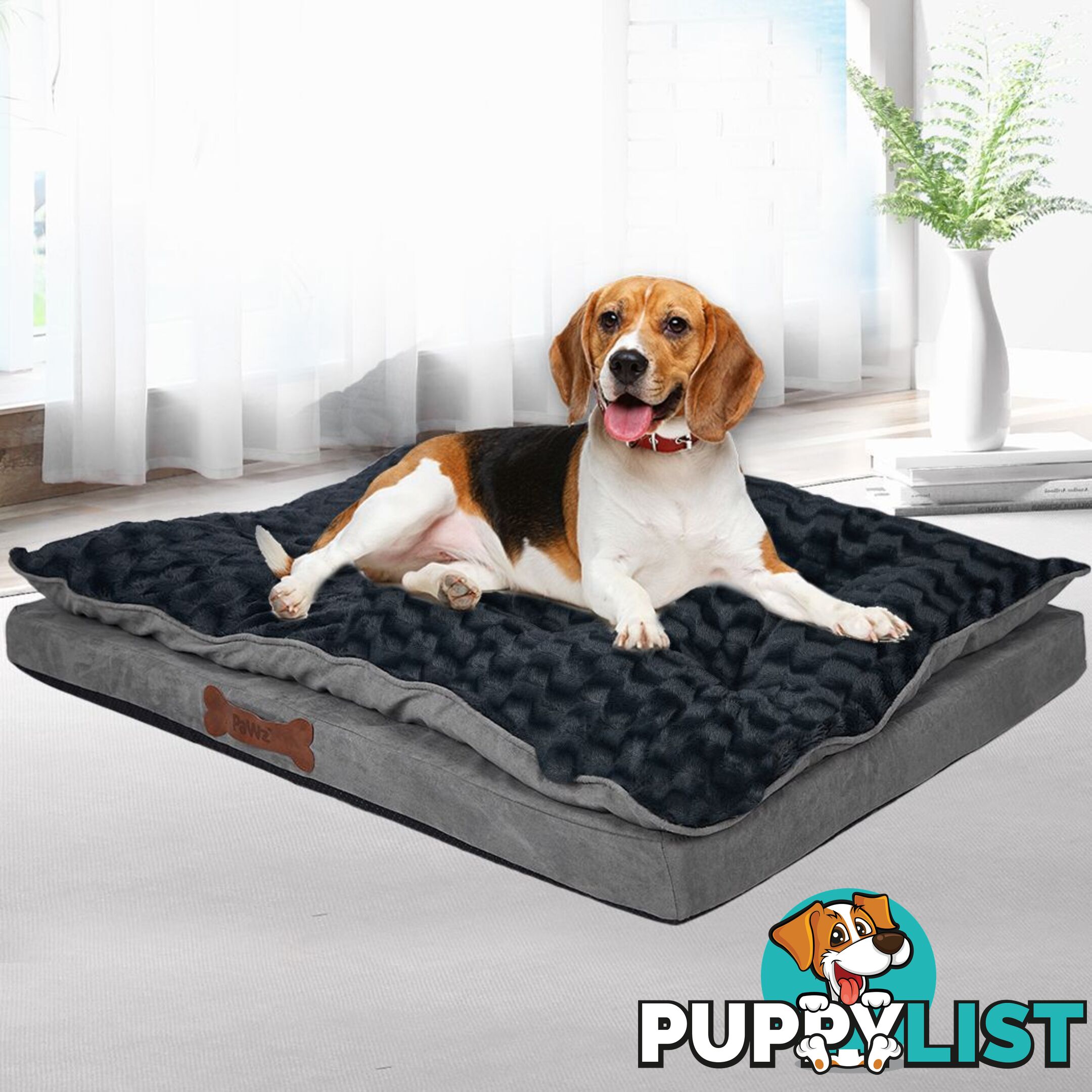 Dog Calming Bed Warm Soft Plush Comfy Sleeping Memory Foam Mattress Dark Grey - WB-PT1058-L-GY