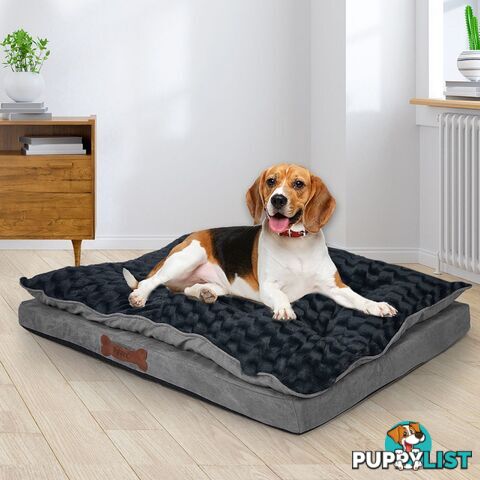 Dog Calming Bed Warm Soft Plush Comfy Sleeping Memory Foam Mattress Dark Grey - WB-PT1058-L-GY