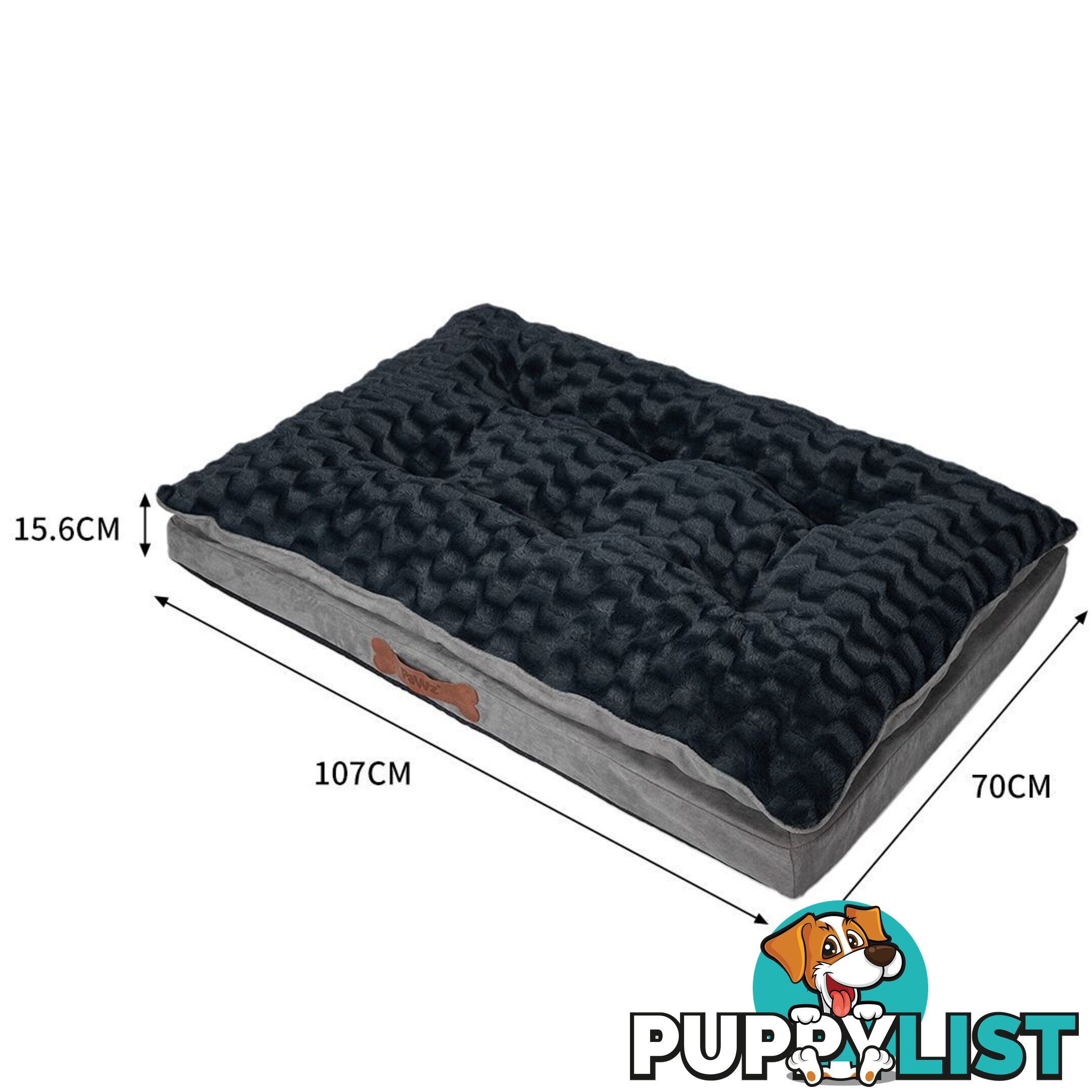 Dog Calming Bed Warm Soft Plush Comfy Sleeping Memory Foam Mattress Dark Grey - WB-PT1058-L-GY