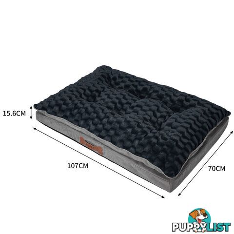 Dog Calming Bed Warm Soft Plush Comfy Sleeping Memory Foam Mattress Dark Grey - WB-PT1058-L-GY