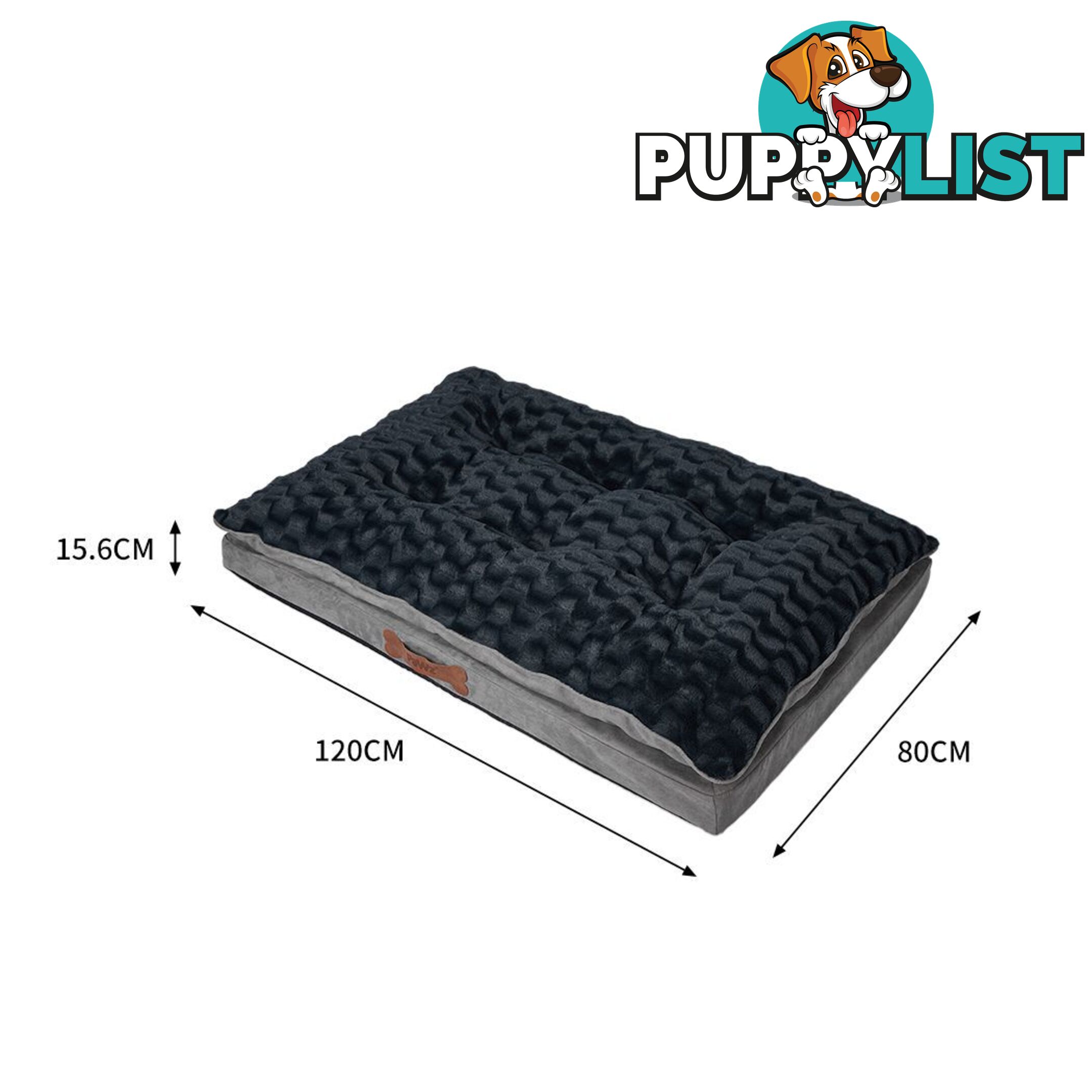 Dog Calming Bed Warm Soft Plush Comfy Sleeping Memory Foam Mattress Dark Grey - WB-PT1058-L-GY