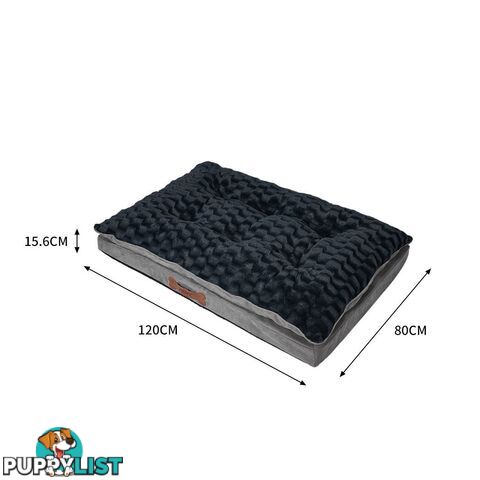 Dog Calming Bed Warm Soft Plush Comfy Sleeping Memory Foam Mattress Dark Grey - WB-PT1058-L-GY