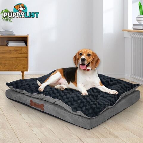 Dog Calming Bed Warm Soft Plush Comfy Sleeping Memory Foam Mattress Dark Grey - WB-PT1058-L-GY
