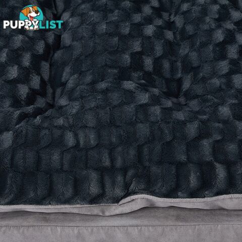 Dog Calming Bed Warm Soft Plush Comfy Sleeping Memory Foam Mattress Dark Grey - WB-PT1058-L-GY