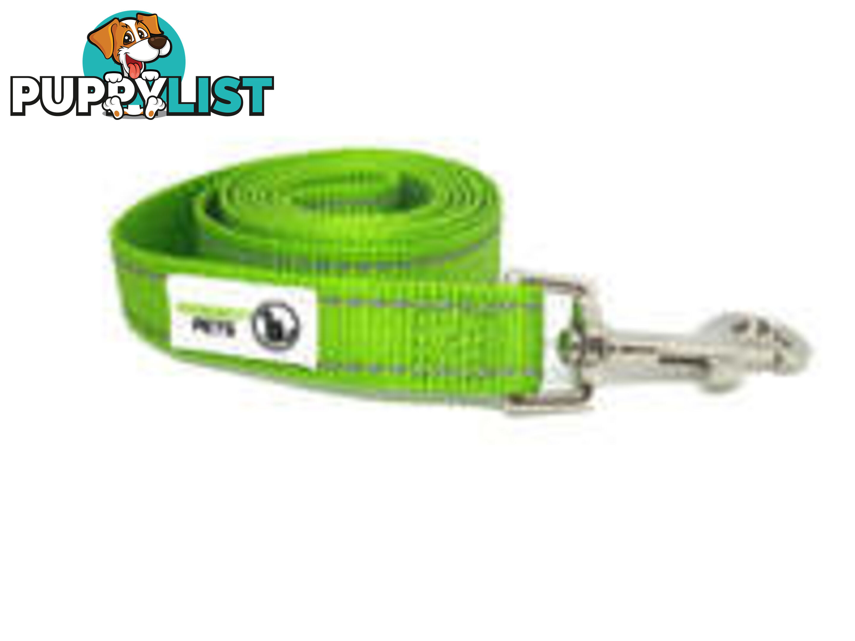 1.8m Nylon w/Reflective Stitching Dog Lead - Moondidley Pets - MDPLDREFGRN251.8