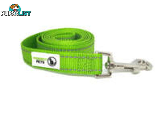 1.8m Nylon w/Reflective Stitching Dog Lead - Moondidley Pets - MDPLDREFGRN251.8