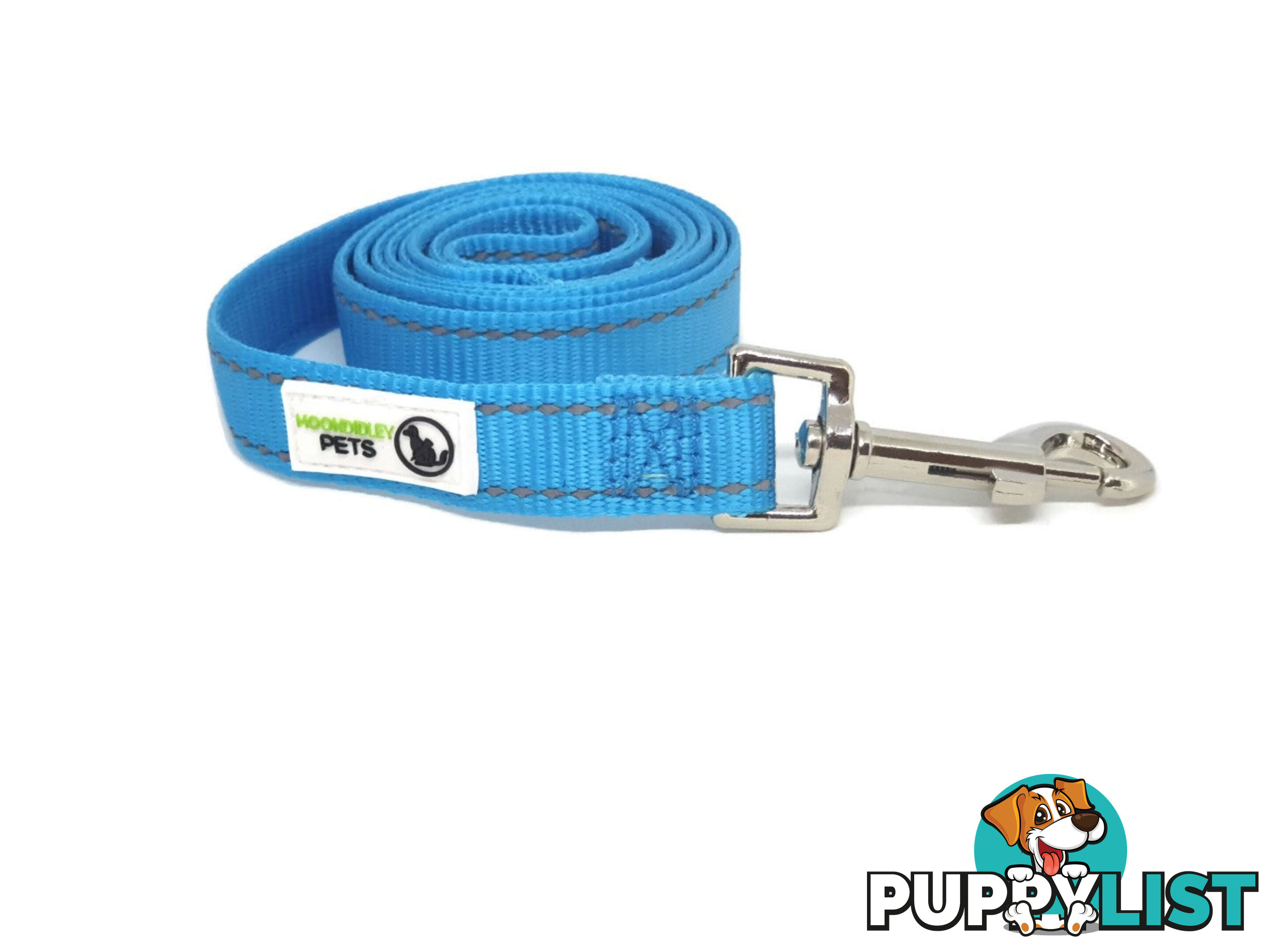 1.8m Nylon w/Reflective Stitching Dog Lead - Moondidley Pets - MDPLDREFGRN251.8