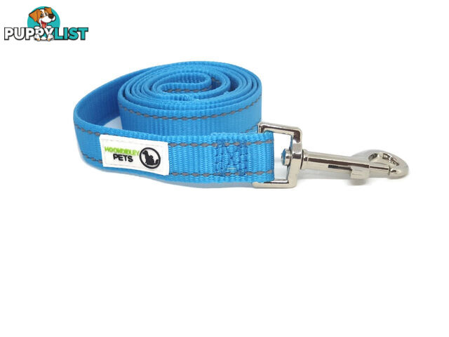 1.8m Nylon w/Reflective Stitching Dog Lead - Moondidley Pets - MDPLDREFGRN251.8