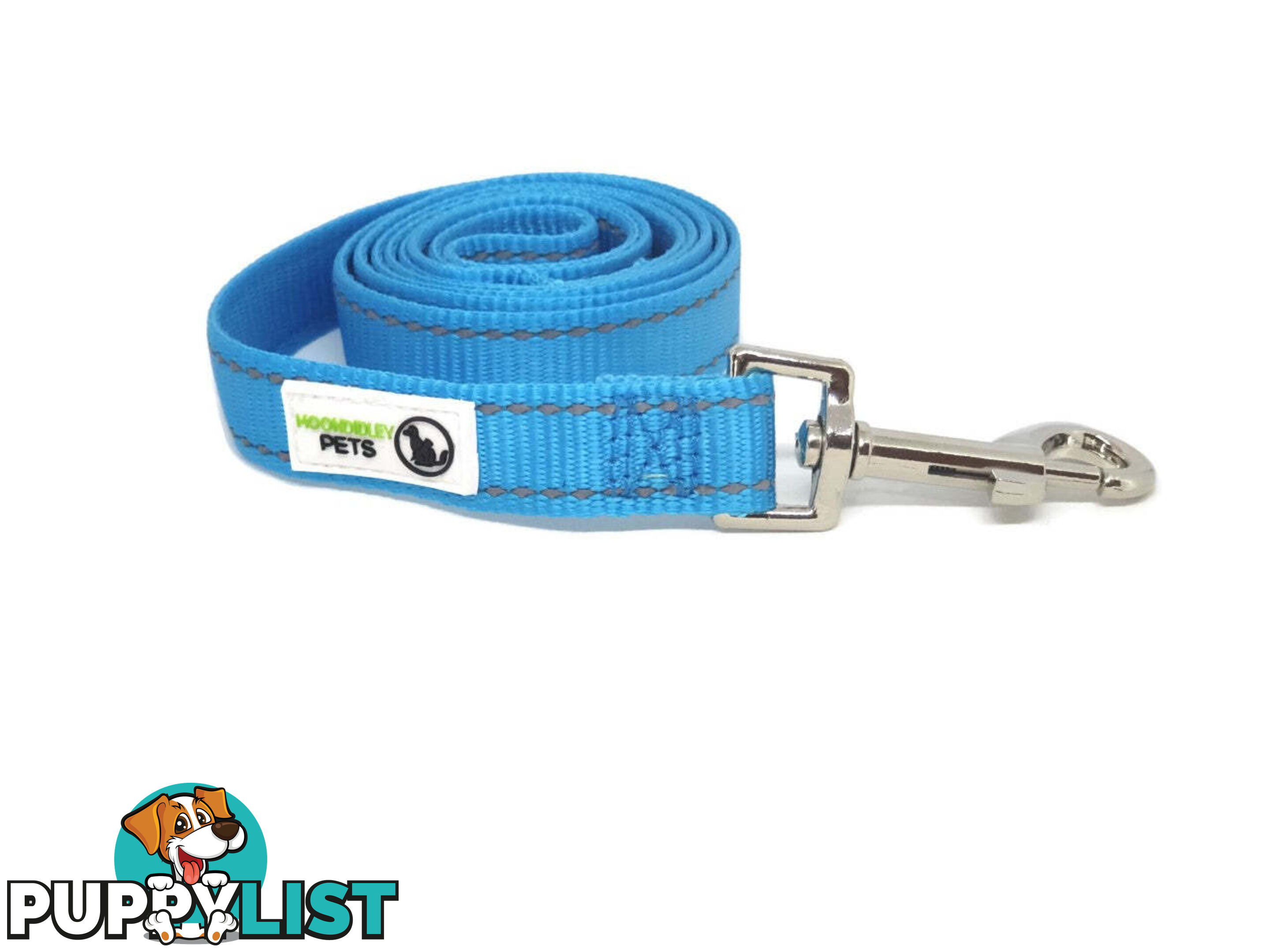 1.8m Nylon w/Reflective Stitching Dog Lead - Moondidley Pets - MDPLDREFGRN251.8
