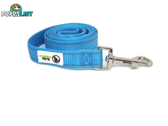 1.8m Nylon w/Reflective Stitching Dog Lead - Moondidley Pets - MDPLDREFGRN251.8