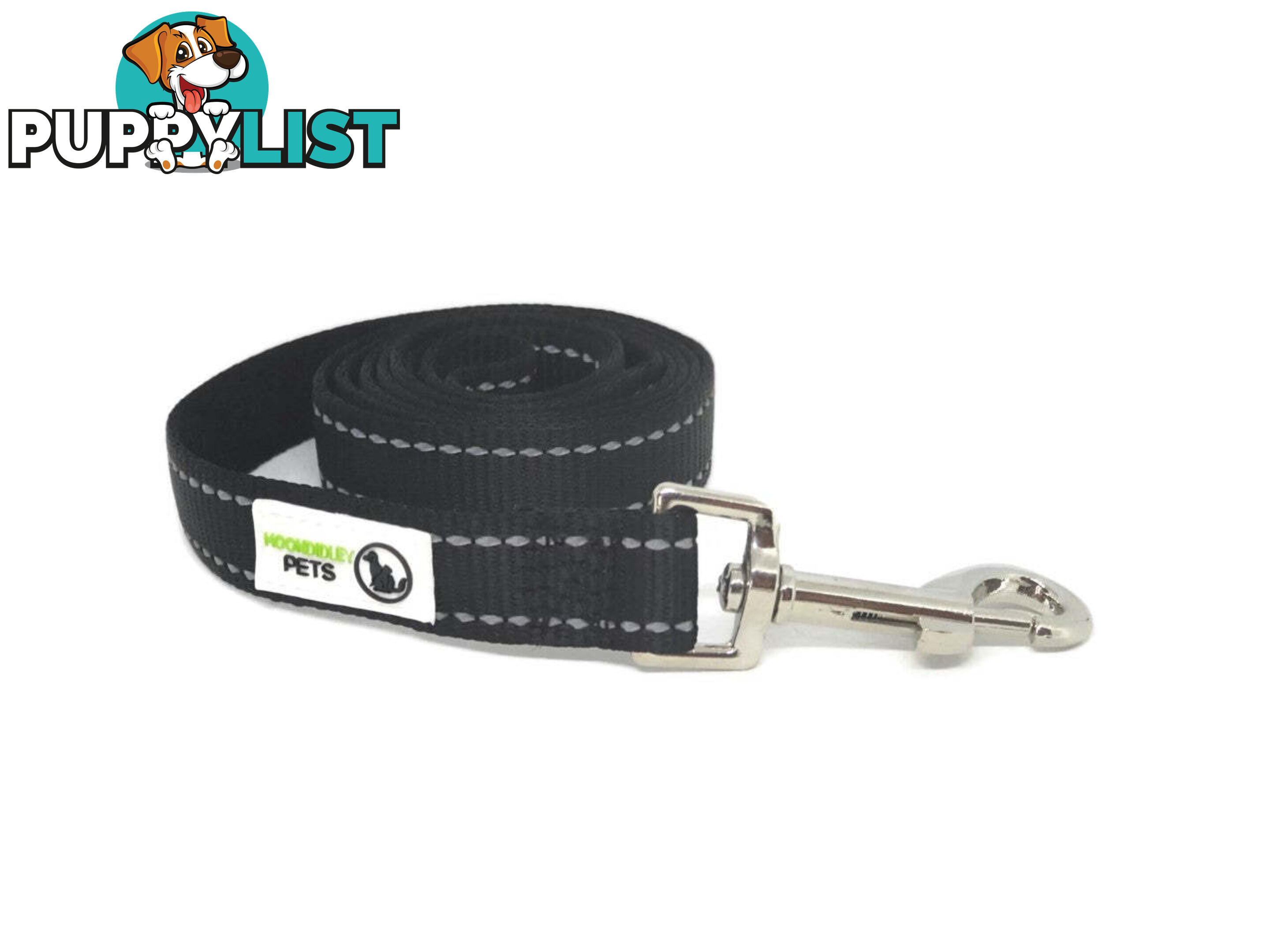1.8m Nylon w/Reflective Stitching Dog Lead - Moondidley Pets - MDPLDREFGRN251.8