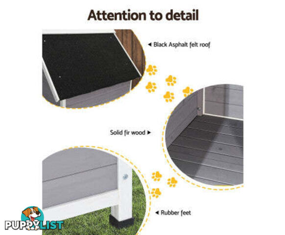 i.Pet Dog Kennel House Wooden Outdoor Indoor Puppy Pet House Weatherproof - PET-GT-DH3L-GW