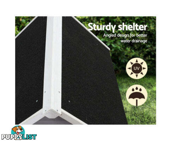 i.Pet Dog Kennel House Wooden Outdoor Indoor Puppy Pet House Weatherproof - PET-GT-DH3L-GW