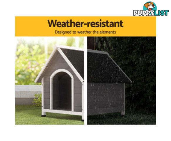 i.Pet Dog Kennel House Wooden Outdoor Indoor Puppy Pet House Weatherproof - PET-GT-DH3L-GW