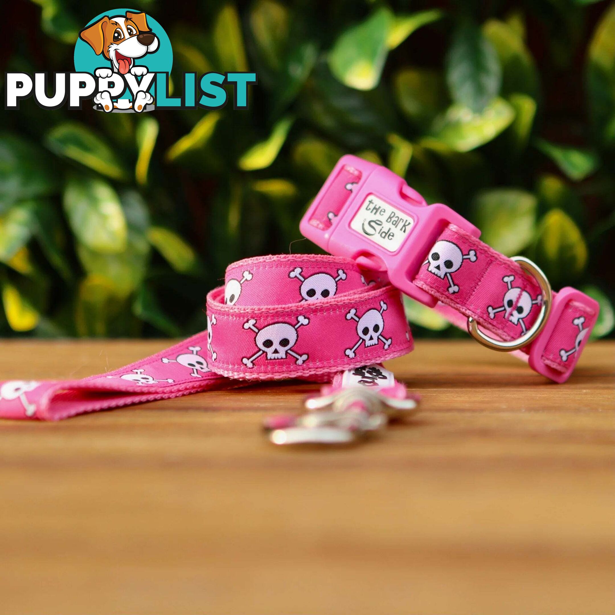 Pink Skulls Dog Collar - Hand Made by The Bark Side - TBSSKULSML