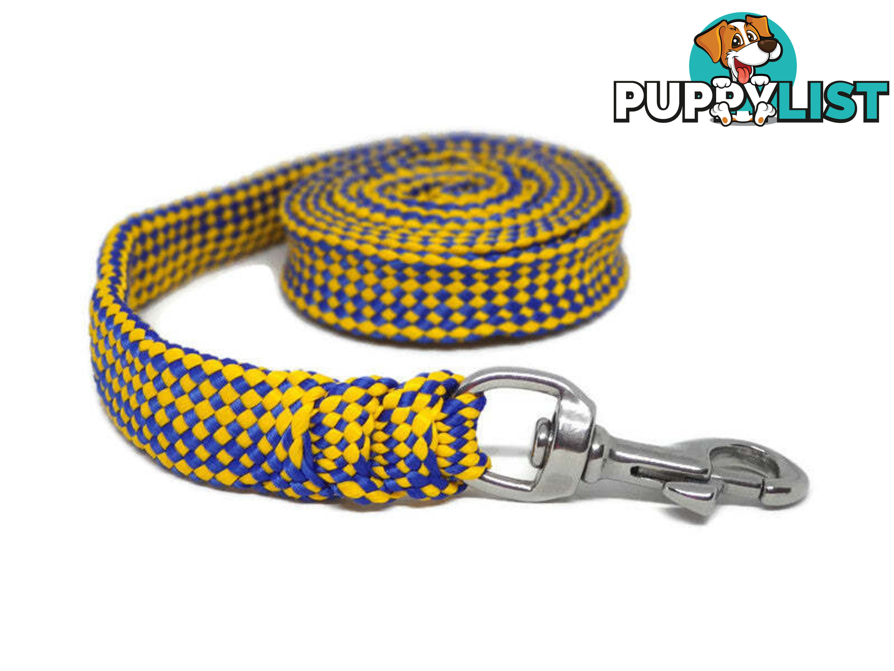1.8m to 10m Long Dog Lead No Stitching Tough Yarnix 20mm Wide - YNXLD205SSBLUYEL