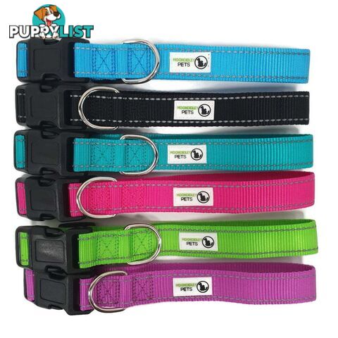 Nylon w/Reflective Stitching Dog Collar - Moondidley Pets - MDPCOLREFMGRN