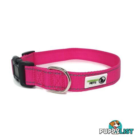 Nylon w/Reflective Stitching Dog Collar - Moondidley Pets - MDPCOLREFMGRN