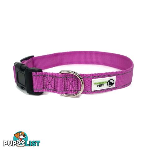 Nylon w/Reflective Stitching Dog Collar - Moondidley Pets - MDPCOLREFMGRN