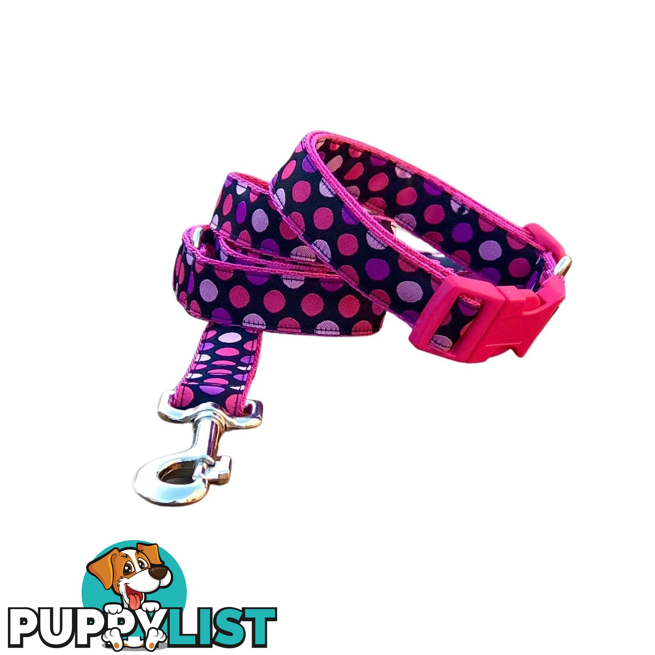 Pink Spot Dog Lead / Dog Leash - Hand Made by The Bark Side - TBSLDPIN201.8