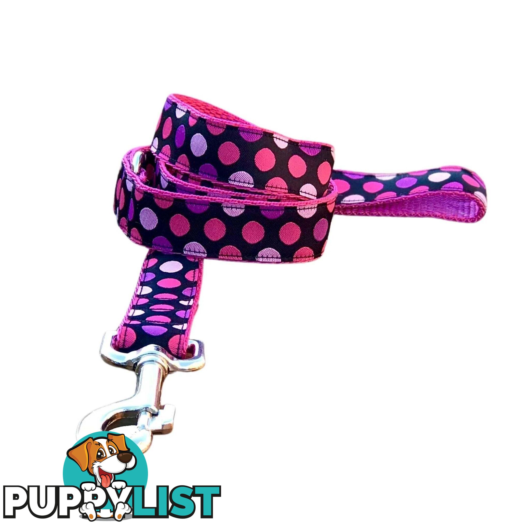Pink Spot Dog Lead / Dog Leash - Hand Made by The Bark Side - TBSLDPIN201.8