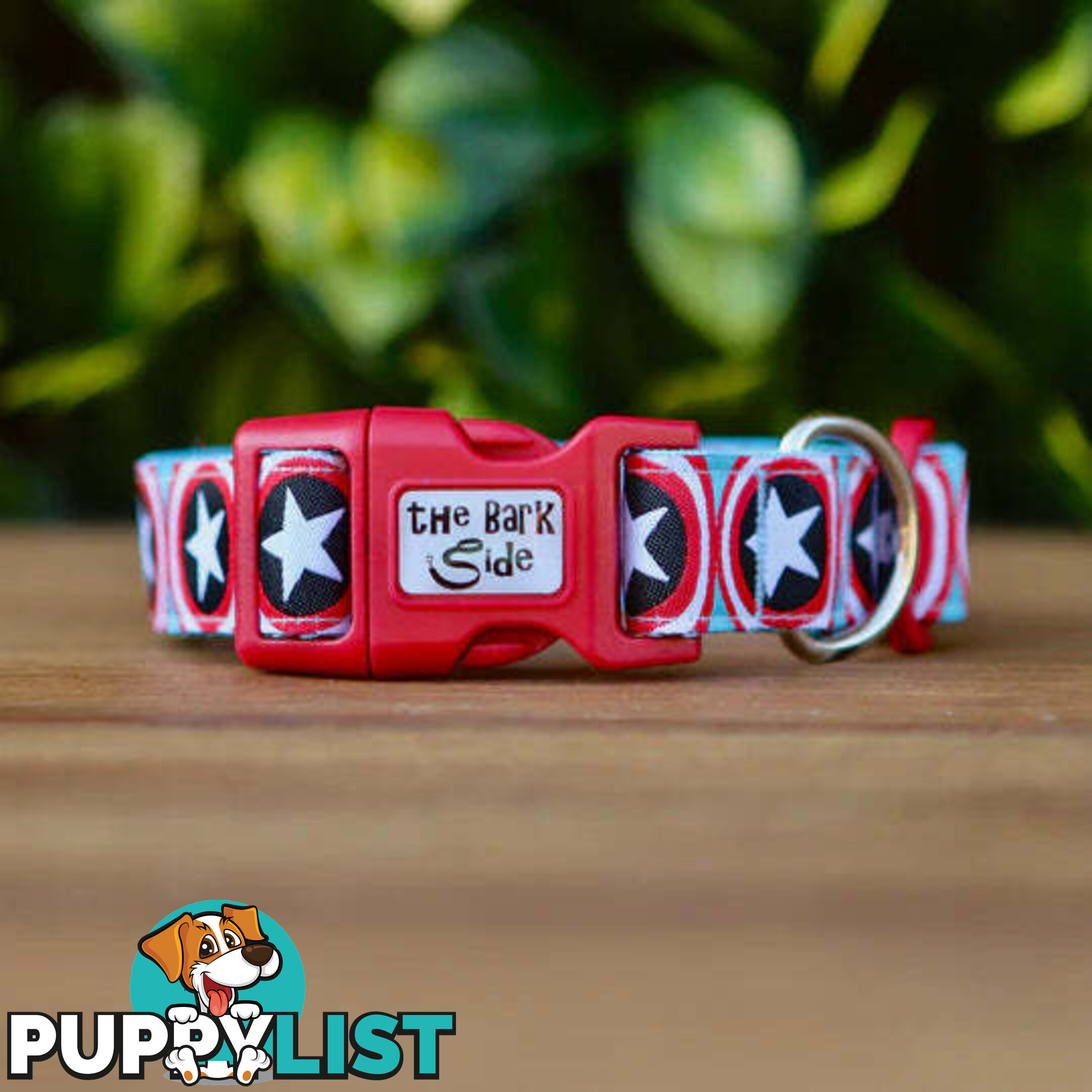 Captain America Dog Collar - Hand Made by The Bark Side - TBSCAPMED