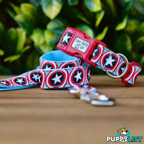 Captain America Dog Collar - Hand Made by The Bark Side - TBSCAPMED