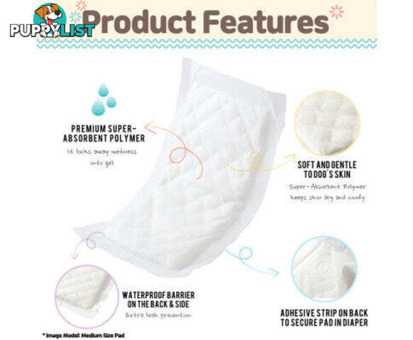 PawPang Dog Wrap Reusable Male + 10 Ct Diaper Booster Pads Disposable - V274-PET-MALEWPPAD-S