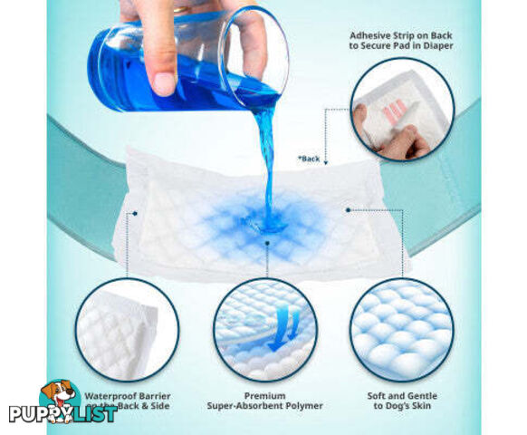 PawPang Dog Wrap Reusable Male + 10 Ct Diaper Booster Pads Disposable - V274-PET-MALEWPPAD-S