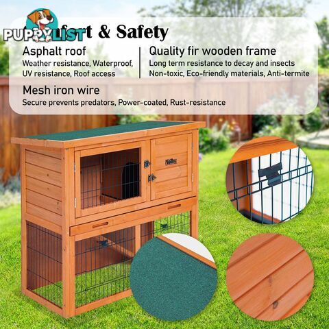 Rabbit Hutch Chicken Coop 92 x 45 x 82cm 2 Storey Cage Run Aria - V274-PET-RH401