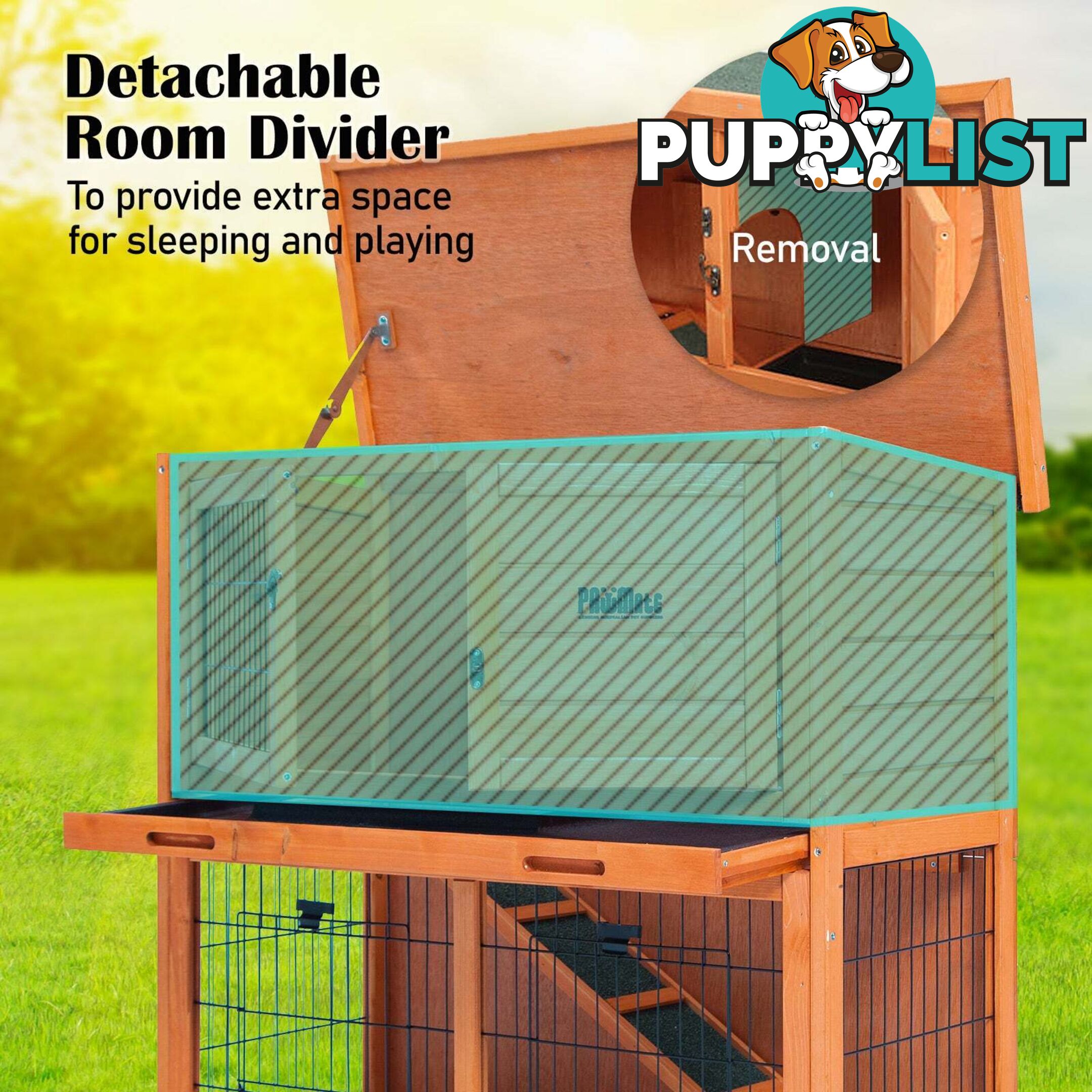 Rabbit Hutch Chicken Coop 92 x 45 x 82cm 2 Storey Cage Run Aria - V274-PET-RH401