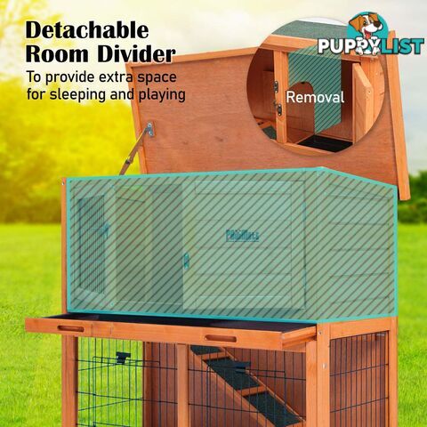 Rabbit Hutch Chicken Coop 92 x 45 x 82cm 2 Storey Cage Run Aria - V274-PET-RH401