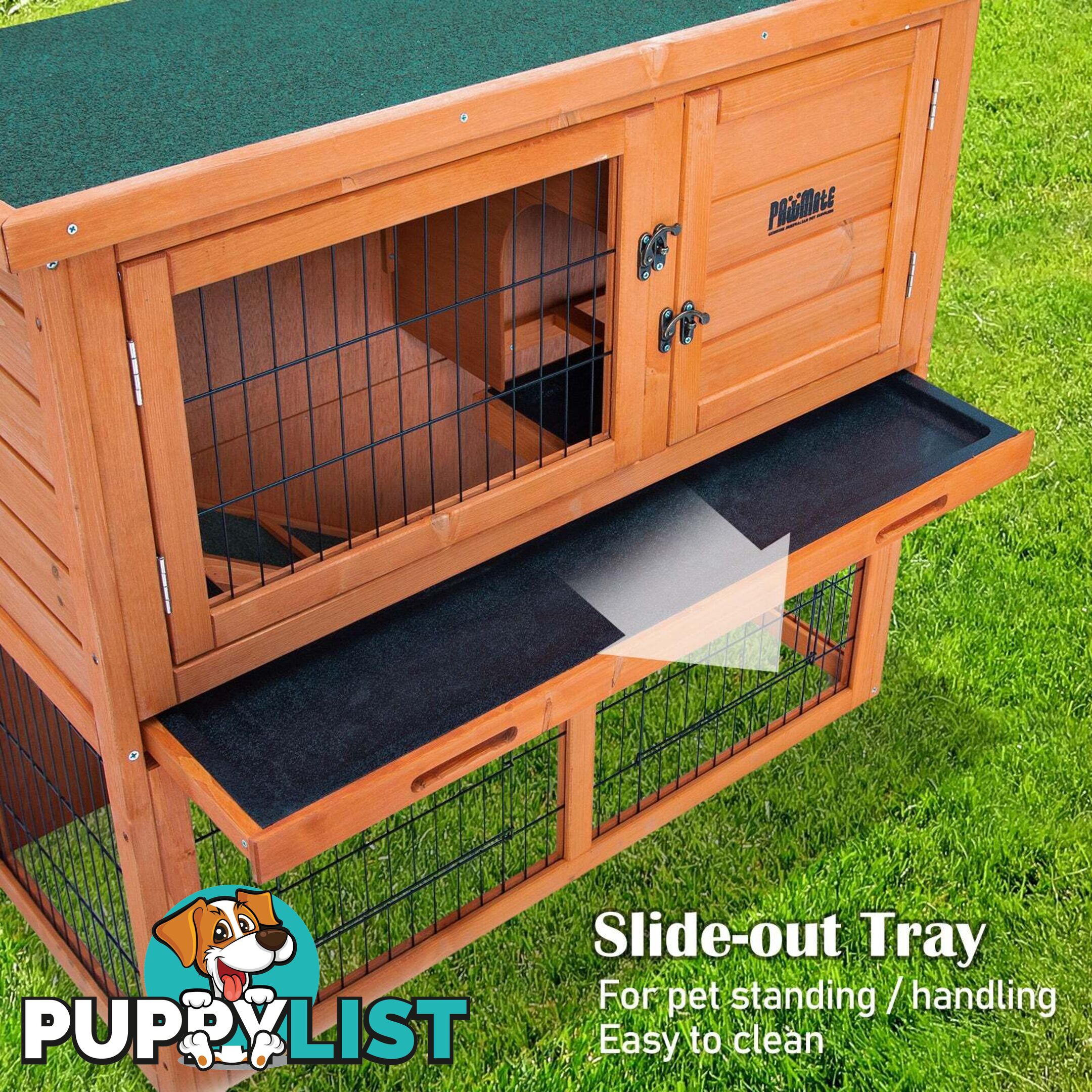 Rabbit Hutch Chicken Coop 92 x 45 x 82cm 2 Storey Cage Run Aria - V274-PET-RH401