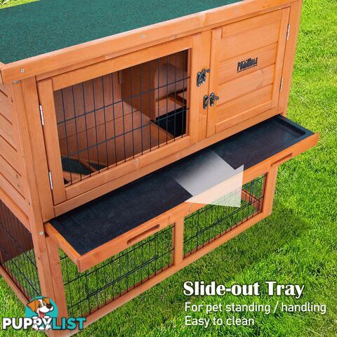 Rabbit Hutch Chicken Coop 92 x 45 x 82cm 2 Storey Cage Run Aria - V274-PET-RH401
