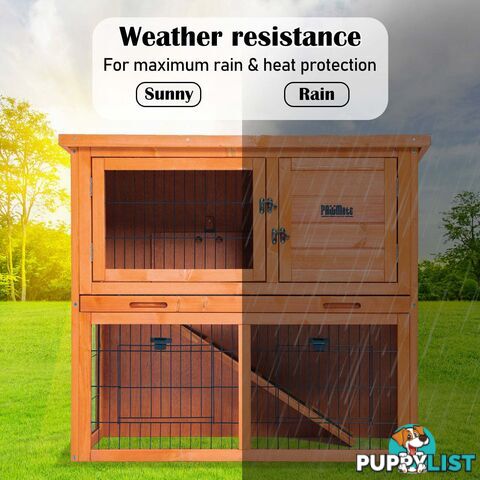 Rabbit Hutch Chicken Coop 92 x 45 x 82cm 2 Storey Cage Run Aria - V274-PET-RH401