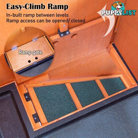 Rabbit Hutch Chicken Coop 92 x 45 x 82cm 2 Storey Cage Run Aria - V274-PET-RH401