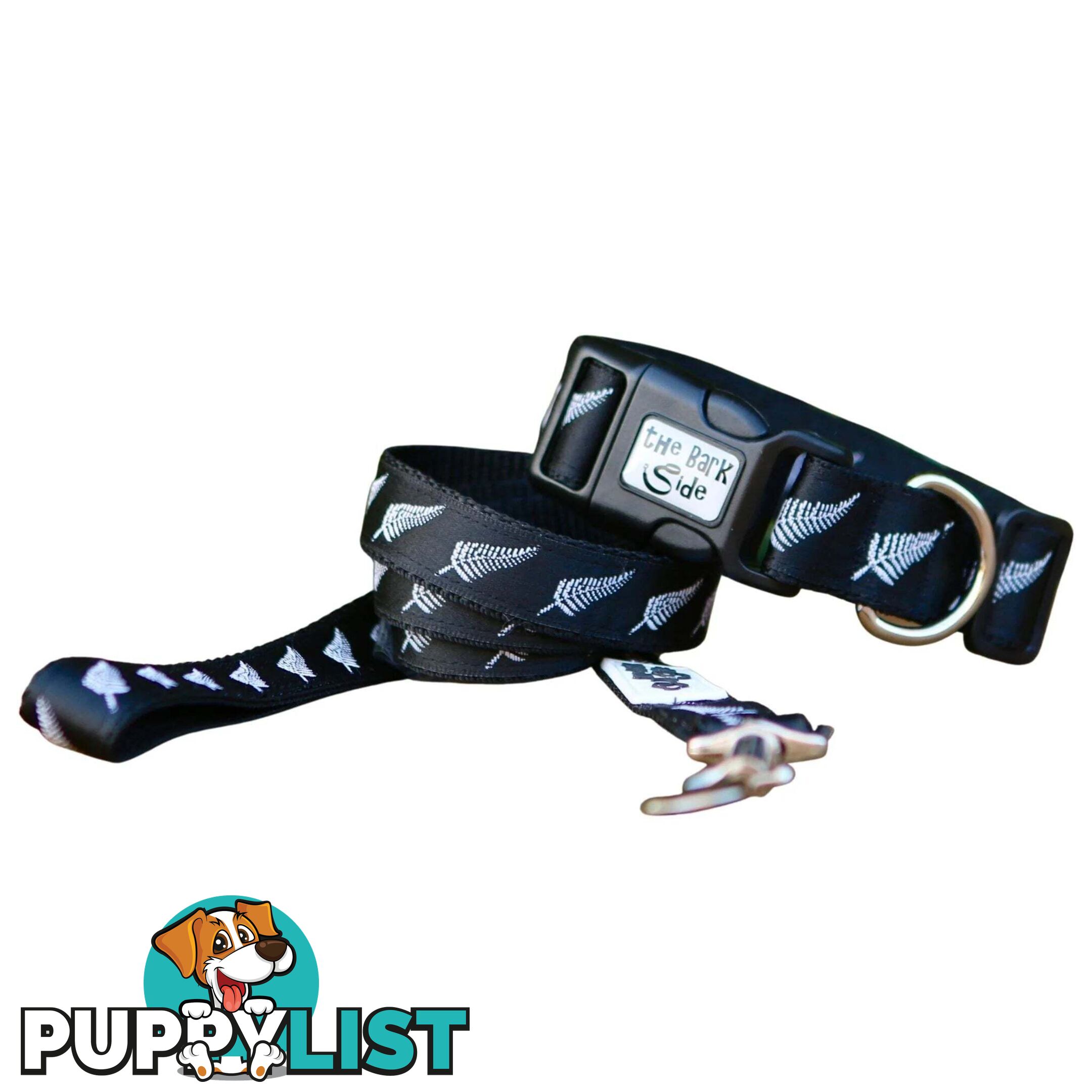 Silver Ferns Dog Lead / New Zealand / All Blacks / Dog Leash - Hand Made by The Bark Side - TBSLDSIL251.5
