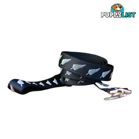 Silver Ferns Dog Lead / New Zealand / All Blacks / Dog Leash - Hand Made by The Bark Side - TBSLDSIL251.5