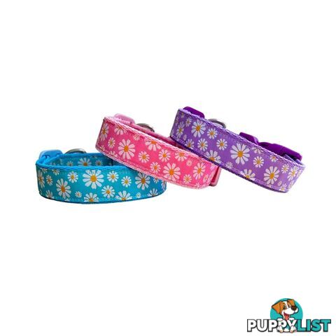 Daisy Dog Collar -  Hand Made by The Bark Side - TBSDAISMBLU