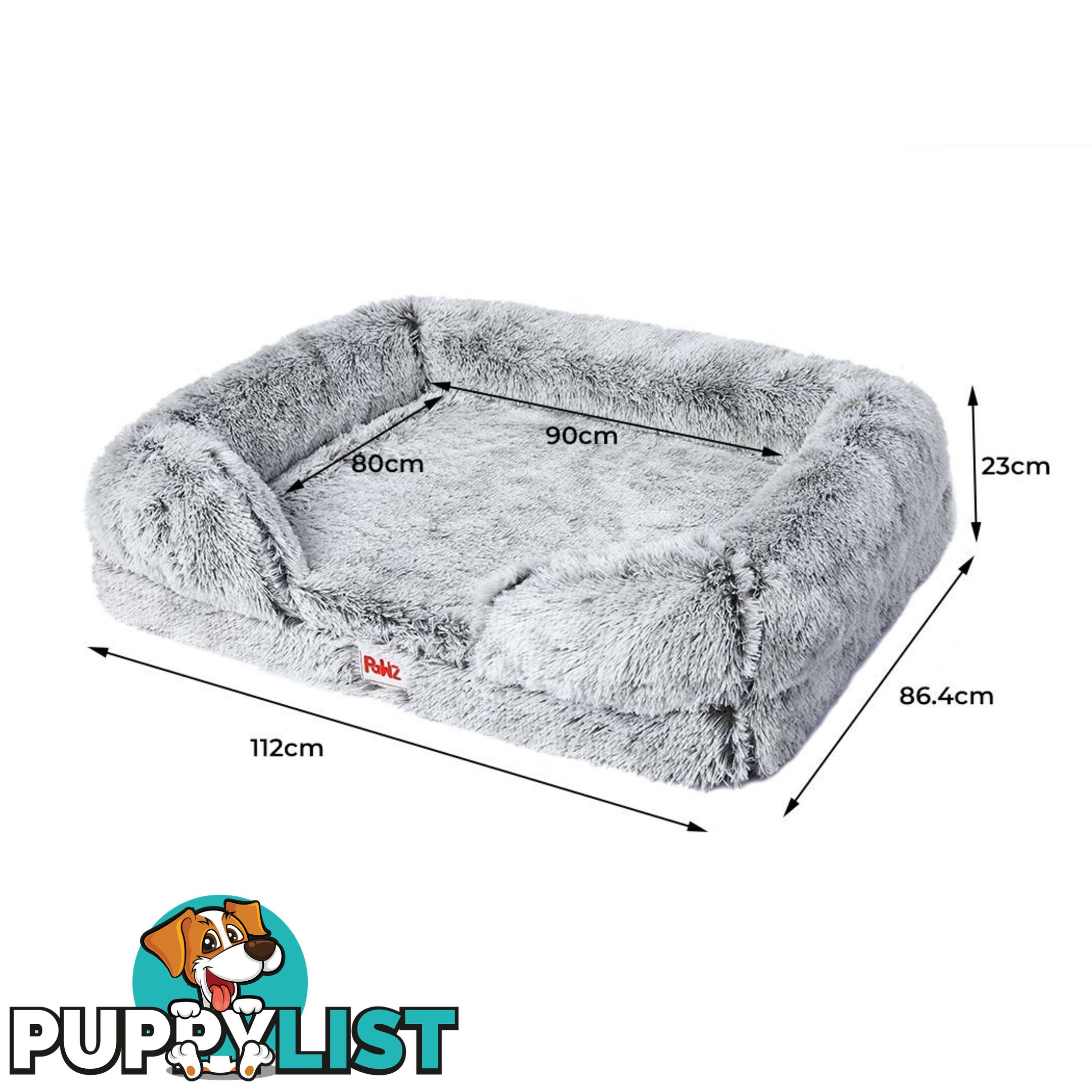 PaWz Pet Bed Orthopedic Sofa Dog Beds Bedding Soft Warm Mat Mattress Cushion - WB-PT1048-M-GY